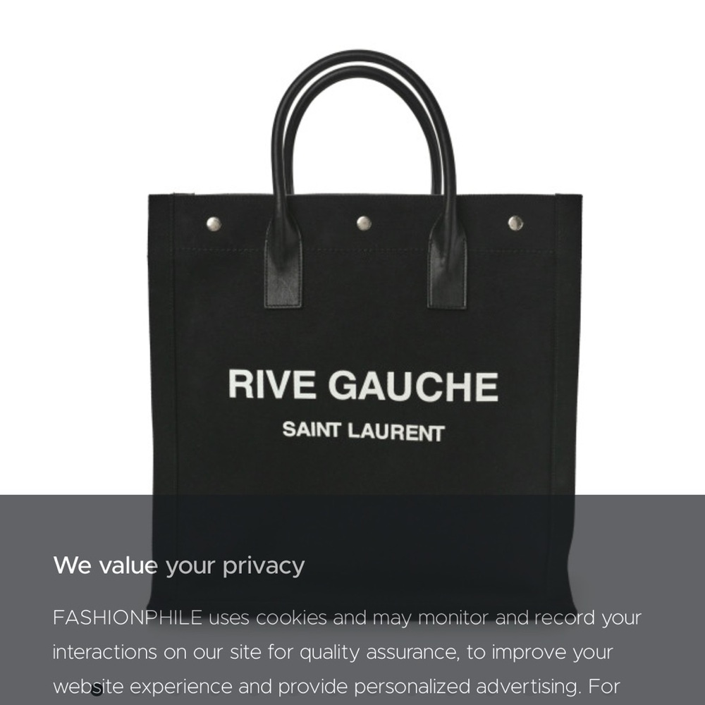 Saint Laurent Rive Gauche Black Canvas Tote - Picture 2 of 2